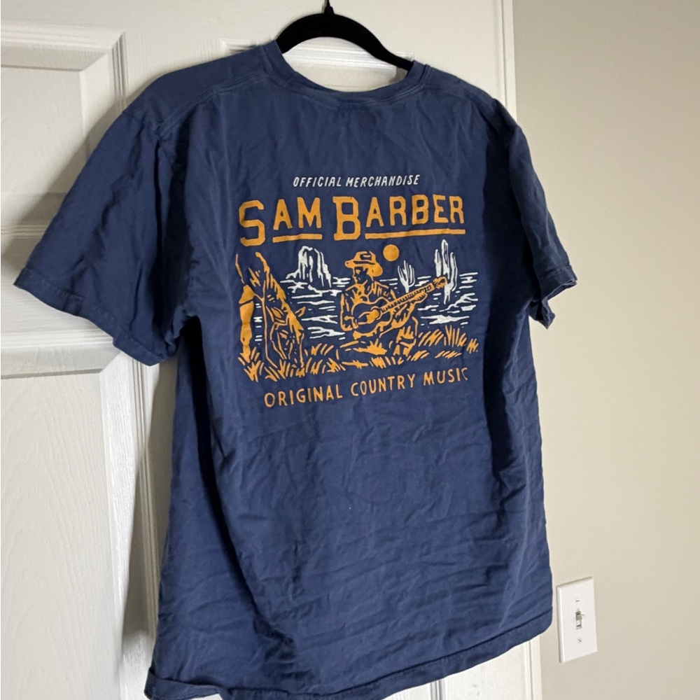 Sam barber - Comfort Colors Navy Short-Sleeve Tee with Yellow Country Graphic